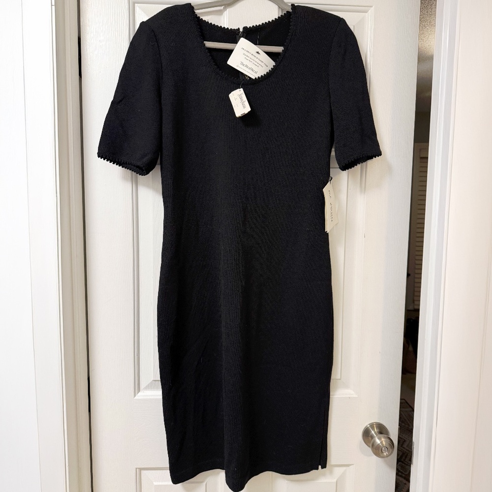 NWT St. John Santana Knit Black Sheath Dress- 8